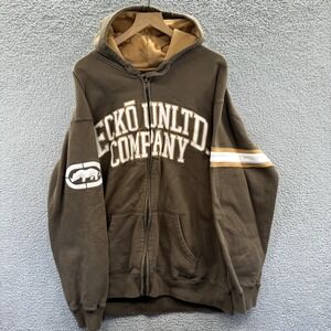 Y2K Echo UNLTD Hoodie Men's Extra Large Zip Up Sweatshirt Embroidered Logo